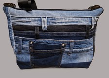 Handarbeit *Unikat*  große  Handtasche Patchwork  Upcycling  Jeanstasche
