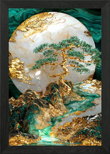 Kinstugi Gold Bonsai gerahmtes