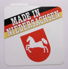 Werbe-Aufkleber Made in Niedersachsen Wappen sächsisches Ross Pferd D Flagge 80s