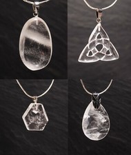 Unikat Edelstein Anhänger mit Bergkristall für Kette und Lederband Steinschatz