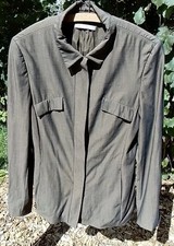 "Rene Lezard" Longsacko Damen Gr 36 In Oliv Grün Mit Versteckter Knopfleiste 