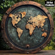 Blechschild rund Weltkarte