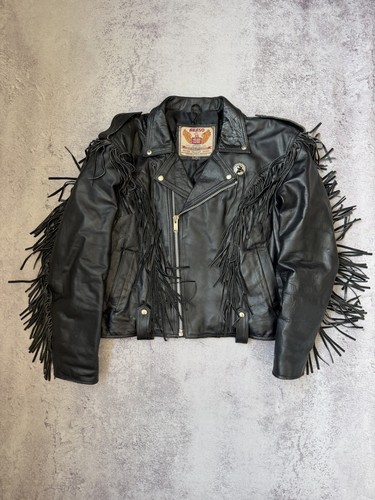 Vintage akaso leder fransen - leder,