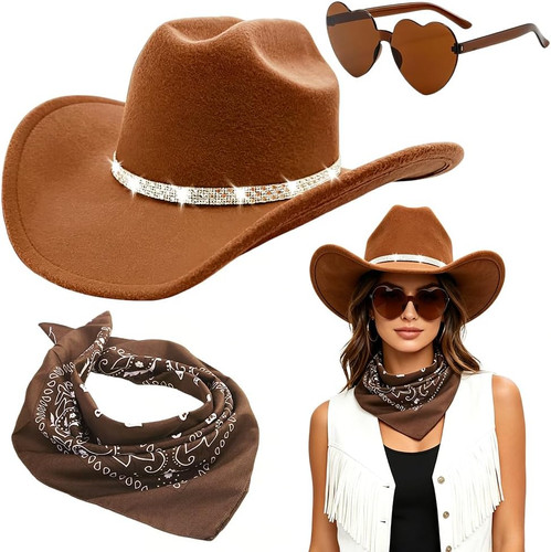 Cowboyhut zubehör set 3stück - cowboyhut,
