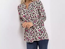 VIA MILANO Blusen-Shirt, 1/1-Arm Jersey-Stretch Serafino-Kragen gr.46  ot