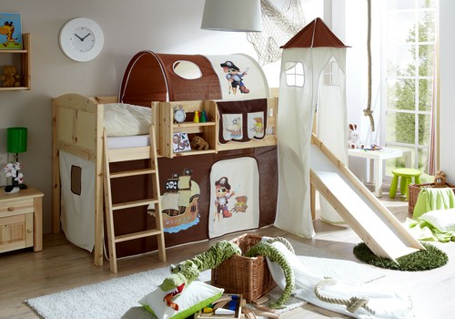 Hochbett mit rutsche turm - hochbett,