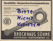 OESTERAU-PLETTENBERG, Werbung 1938, Brockhaus Söhne Gesenk-Schmiede-Stücke