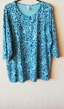Longshirt aquamarin leoprint - aquamarin,