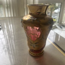 Glas Vase Böhmen Rose farbig