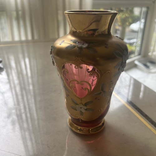 Glas vase böhmen rose - vase, farbig