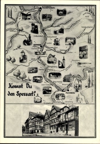 Landkarten aschaffenburg in - ak,