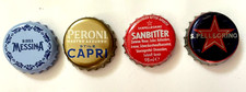 4 Kronkorken bottle caps Birra Messina, Birra Peroni, Sanbitter, S. Pellegrino