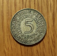 5 DM Deutsche Mark Münze 1957 J