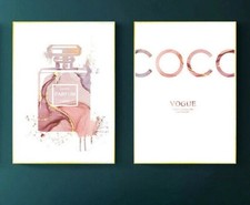 Poster Coco Rosa Vogue Fashion Parfüm 2er Set Deko je 21x30 Rose Mode Dekoration