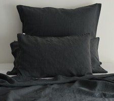 Leinen Bettwäsche Garnitur, Dunkelgrau, 135x 200 cm,40x 60 cm,40x 80 cm,80x 80cm