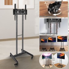 TV Ständer Standfuß Rollwagen Mobil Rollen Metall Schwarz 32-55 Zoll Fernseher ~