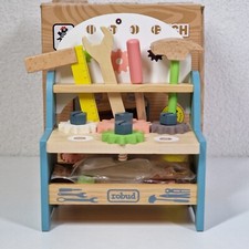 Robud Holz-Werkzeugbank mit Werkzeug Holzspielzeug Kinder Werkbank Werkzeug Holz