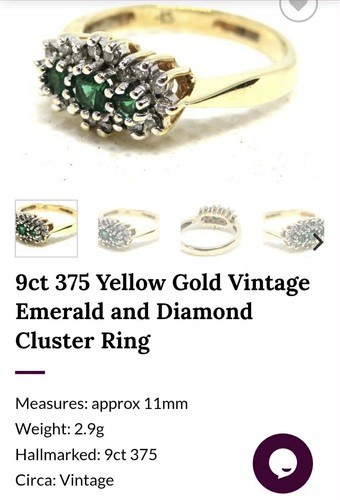 Vintage cluster ring 375 - cluster-ring, kt