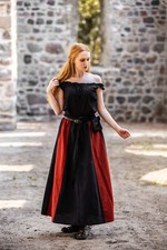 Mittelalterrock Schwarz/Rot "Dana" mittelalterlicher Rock Gummizugbundrock