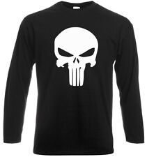 The Punisher Langarmshirt Herren Lustig Punk Totenkopf Gesicht Held Marvel Tee Top