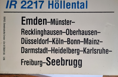 Zuglaufschild 2217 - zuglaufschild, ir