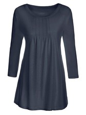 Damen Tunika Shirt Oberteil Rundhals 3/4 Arm marine blau Gr. 52