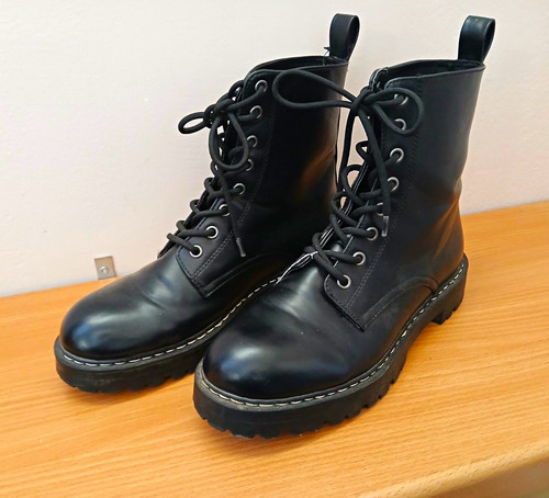 Lederoptik schnürstiefel - lederoptik,