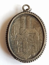 Anhänger Zinn zweiseitieg Tragb. München? oder Porträt/Bild Trachtenschmuck.