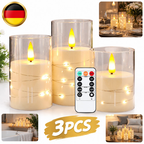 3er set led kerzen echtwachs - led,