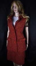 Vtg. Roundtower Irish Donegal Tweed Red Speckled Vest Suit Kostüm  Gr S