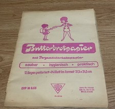 Original DDR Butterbrotpapier in OVP -12 Bogen perforiert 24 Blatt EVP 0,65 Mark