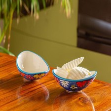 Handbemalte Keramik Snacks Servierschalen (mehrfarbig) 220 ml, 2er Set