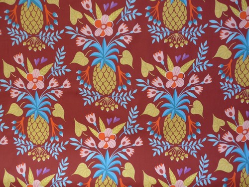 Baumwoll satin ananas rotbraun - baumwoll,