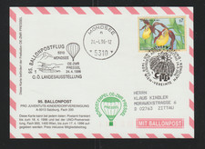 Ballonpostflug - Pro Juventute 95. Ballonfahrt ab UNO Wien 24.04.96