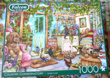 Puzzle Country Conservatory Golden Redriever, Katen - Falcon 1000 Teile  11314