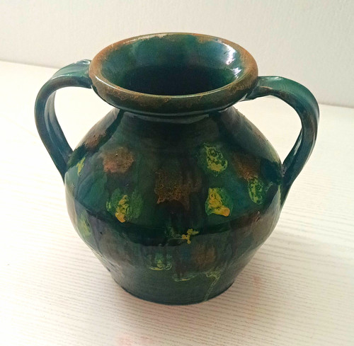 Keramikvase vase grün braun - keramikvase,