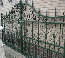 Antik Stil Jugendstil Einfahrtstor Grün 336 x H. 206 cm Tor Metalltor Gartentor