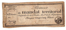 FRANKREICH TERRITORIAL MANDAT PROMESSE 25 FRANCS 1796 28 VENTÔSE AN 4