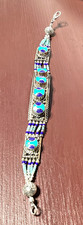 T Ü R K I S + LAPISLAZULI EDELSTEIN 925 STERLINGSILBER TIBET SCHMUCK ARMBAND