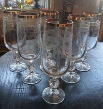 6 Biertulpen mit Goldrand - 300 ml - 19,2 x 6 cm  filigranes Dekor