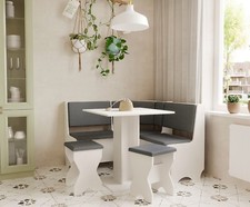 B-Ware Eckbankgruppe Ecuador 4tlg. MINI grau-weiß klein kompakt Tisch Hocker