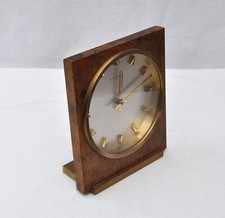 Kienzle Tischuhr um 1960 Heinrich Möller Design Wurzelholz und Messing