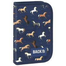 Pferde Federtasche ungefüllt leer Federmäppchen Federmappe Pony blau