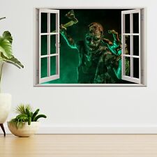 Gruseliger Zombie mit Axt Halloween 3D Fenster Ansicht Wandaufkleber Poster Aufkleber A269