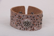 Noosa , NEU! Breites Lederarmband mit Nieten und Chunk, rosegold , Größe S