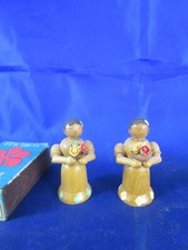 Rarität KWO 2x Langrock Engel als Blumenkind Erzgebirge Holzblume Miniatur 4,3cm