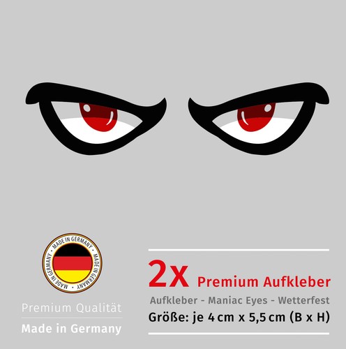 Aufkleber maniac eyes augen - 2x,