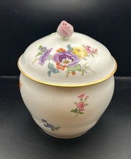 Meissen Porzellan Zuckerdose, Blumendekor, Goldrand, 1.Wahl