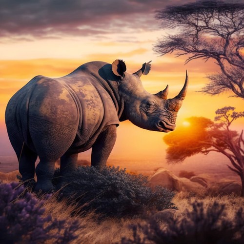 Deko bild afrika nashorn - deko,
