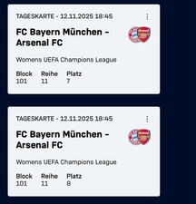 Frauen UEFA Champions League Karten In der Allianz Arena 12.11.2025. E Tickets